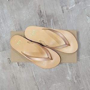 Beek Peony / Beach / Metallic Seabird Flip Flops Leather Thong Sandals 6 NEW